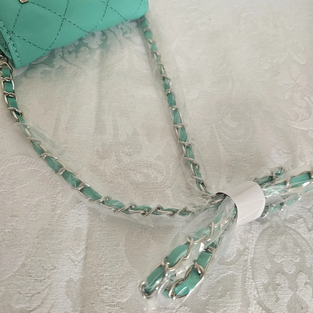 Badgley Mischka Teal Green Diamond Quilted and Studded Phone Case Crossbody